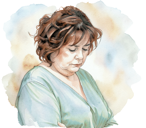 Watercolor illustration of a patient